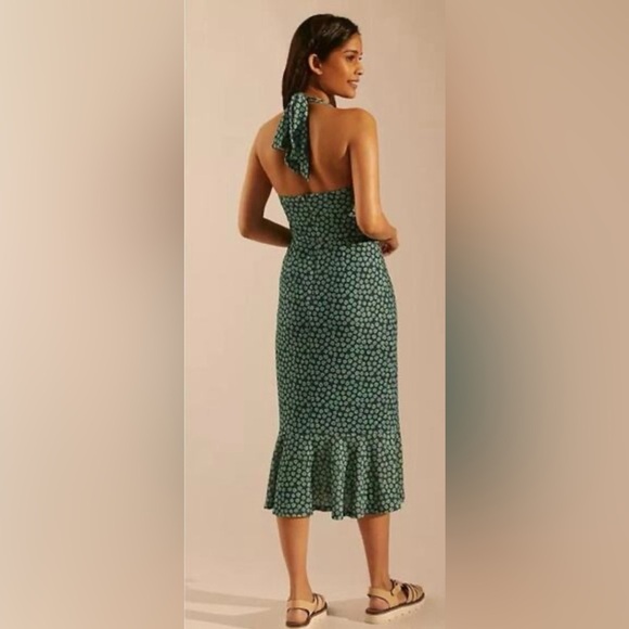 Anthropologie Hutch Blue Green Floral Halter Corset Midi Dress Small - Picture 10 of 10
